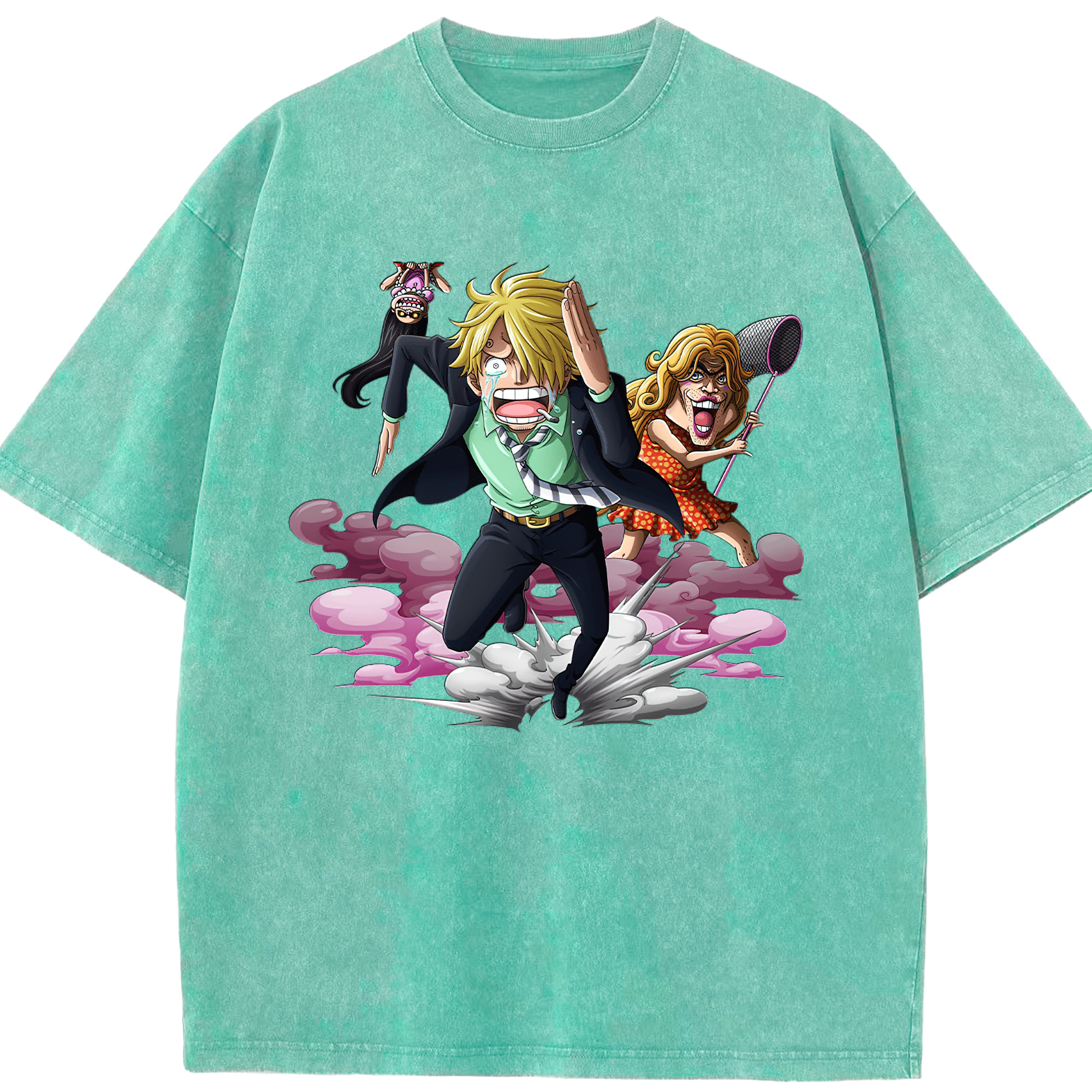 （画像用） ワンピース サンジ ONE PIECE Sanji 綿100% ヴィンテージ風 半袖Tシャツ（フロントプリント）